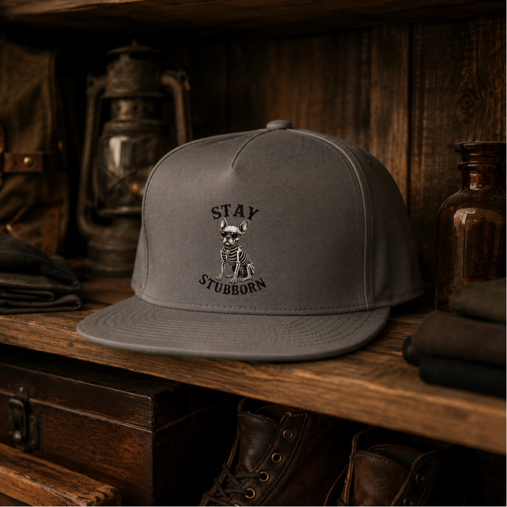 Stay Stubborn Flat Bill Cap - Grey